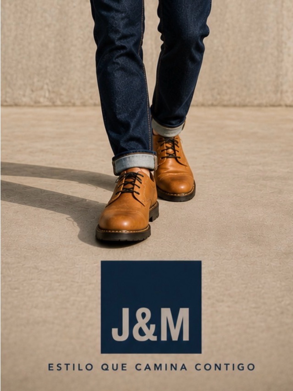 J&M Men's Tan Leather Derby Shoes — Casual Dress Oxfords